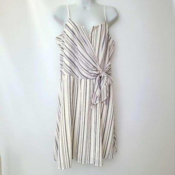 Maurices White & Black Striped Tie Front Mini Dress XL - Picture 1 of 10